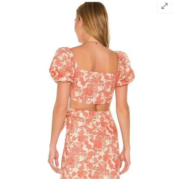 V. Chapman apple blossom flower print tie front crop top + skirt set size 2 XS - Picture 5 of 5